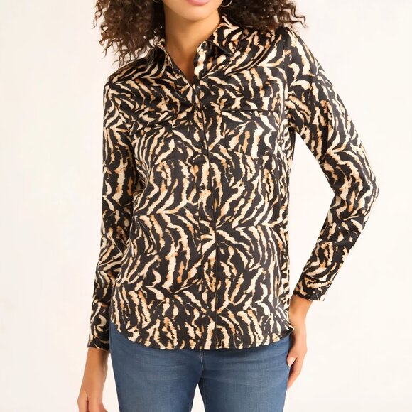 Sofia Jeans by Sofia Vergara Women's Long Sleeves Pocket Blouse - Picture 1 of 4